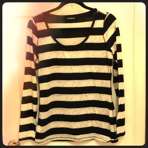 black and lace white striped shirt